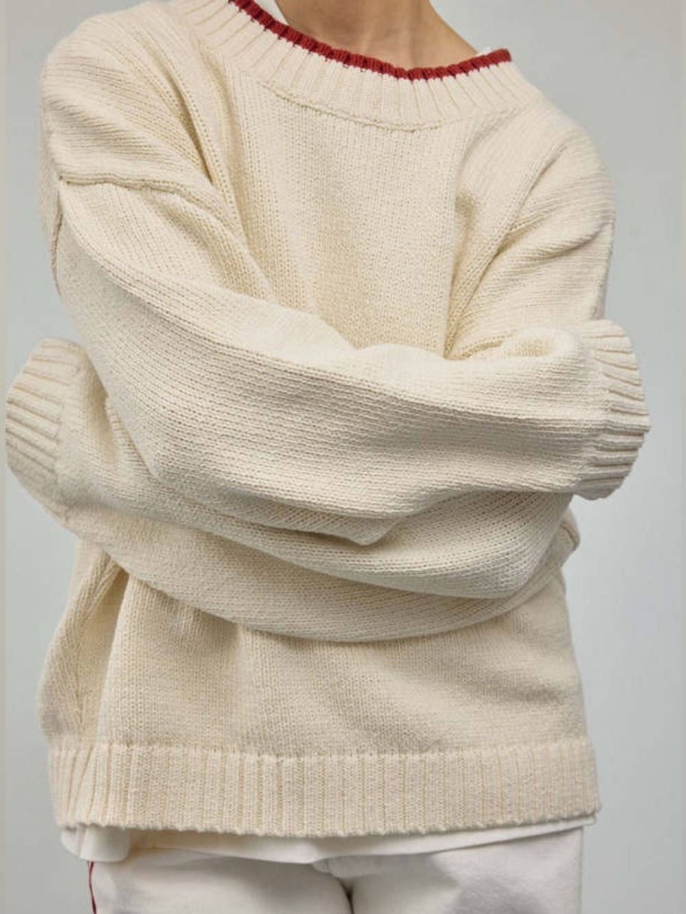 James Street Co Blake Sweater in Natural/Red